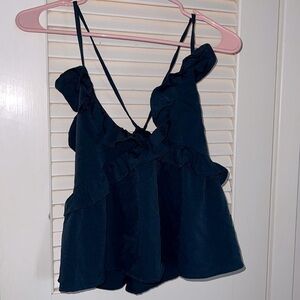 Romeo and Juliet Couture shirt - navy ruffle top